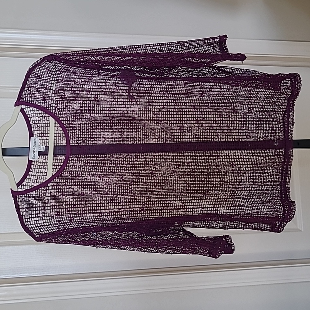 DRAPER'S & DAMON'S Womens Purple Mesh Knit Top with Sequins Size XL